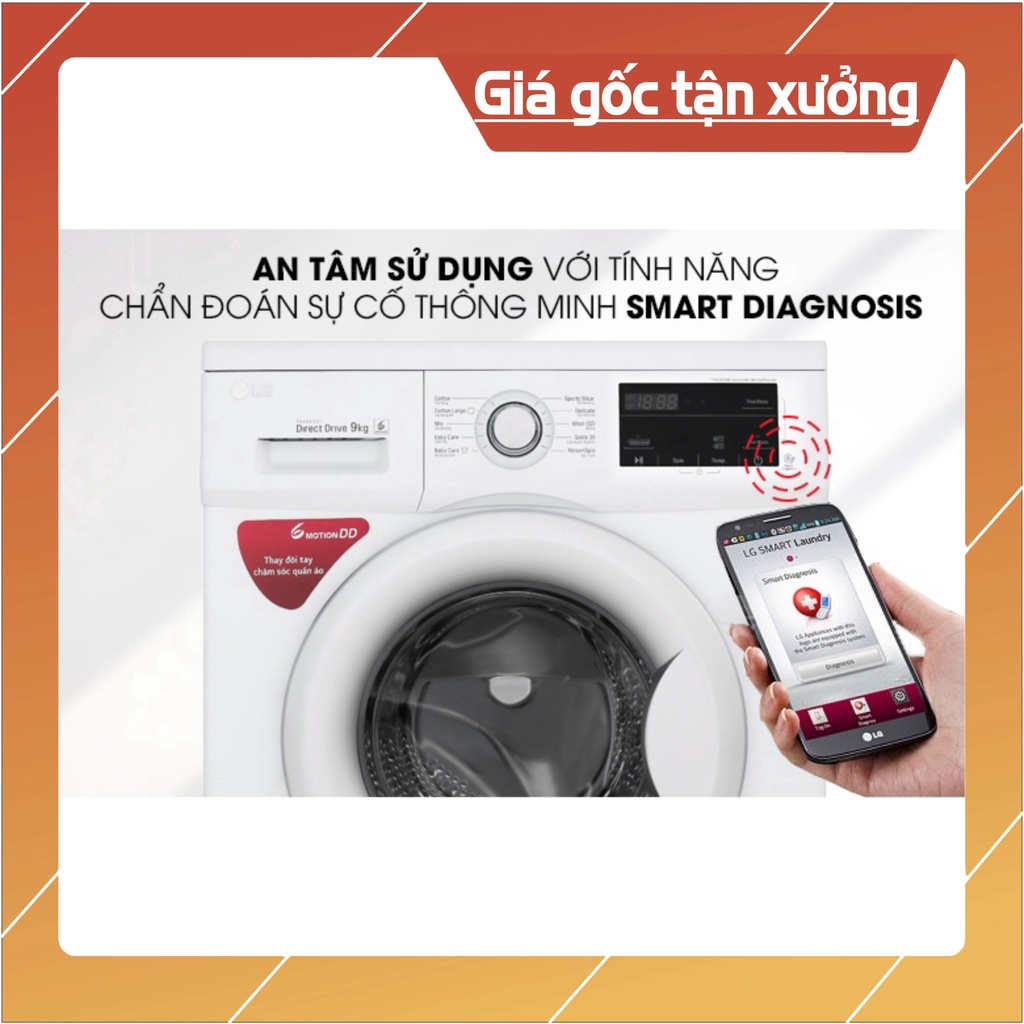 Miễn phí giao hàng Máy giặt lồng ngang LG Inverter 9Kg FM1209S6W