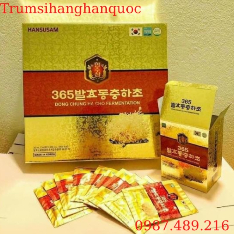 TINH CHẤT ĐÔNG TRÙNG HẠ THẢO LÊN MEN 365 - HANSUSAM 30ml x 60 GÓI