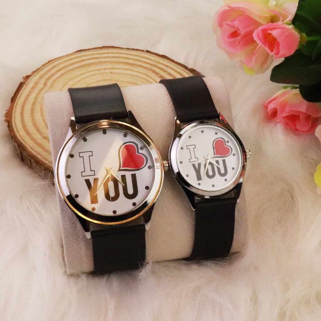 Đồng hồ cặp tình nhân nam nữ ILOVE YOU cực đẹp, dây cao su êm tay | BigBuy360 - bigbuy360.vn