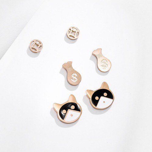 Bộ 3 Đôi Bông Tai Titan Ko Đen TT 2692