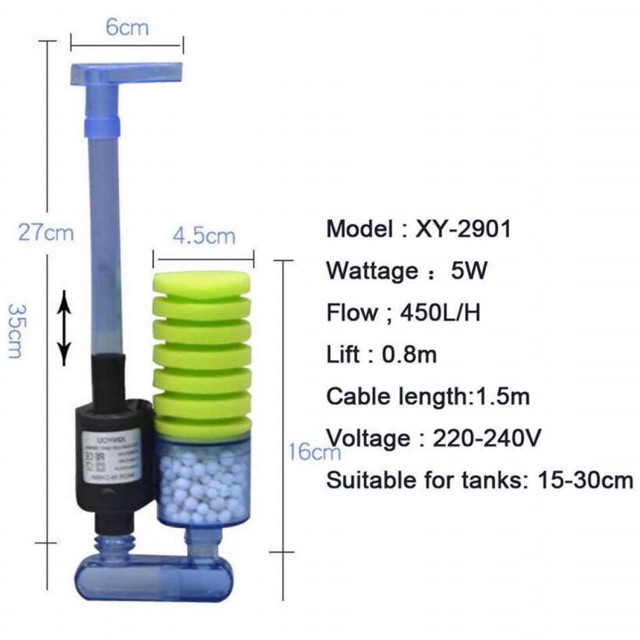 Lọc Vi Sinh Có Máy Bơm XinYou XY 2901 | Lọc Vi Sinh Có Sẵn Vật Liệu Lọc