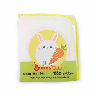 Bunnybaby - Khăn sữa cotton Nhật 4 lớp loại 1, túi 10 cái