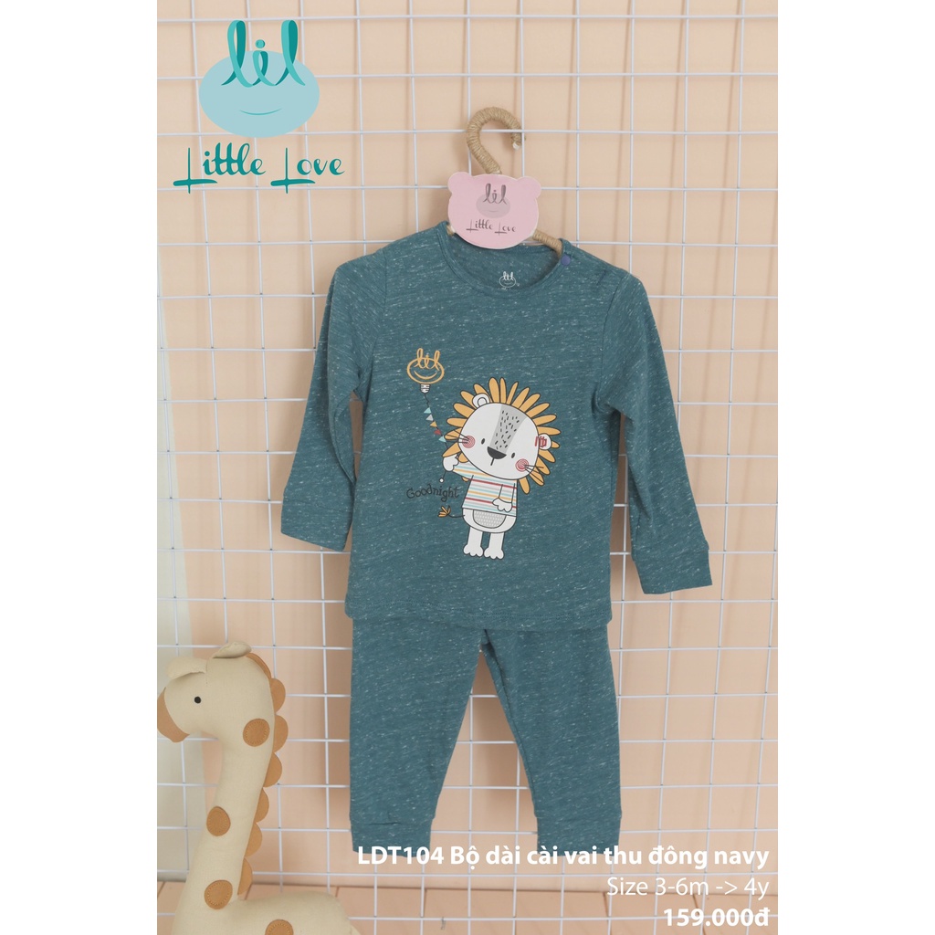 Bộ quần áo dài tay cài vai thu đông mỏng cho trẻ từ 3m đến 4y little love (LDT104)