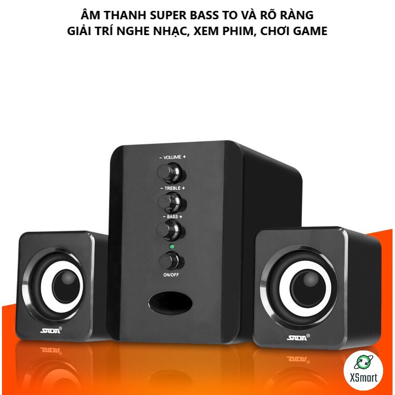 Loa Vi Tính SADA D-202 SUPER BASS NEW 2021 Nghe Nhạc, Xem Phim Trên Máy Tính, Laptop, PC, Tivi XSmart