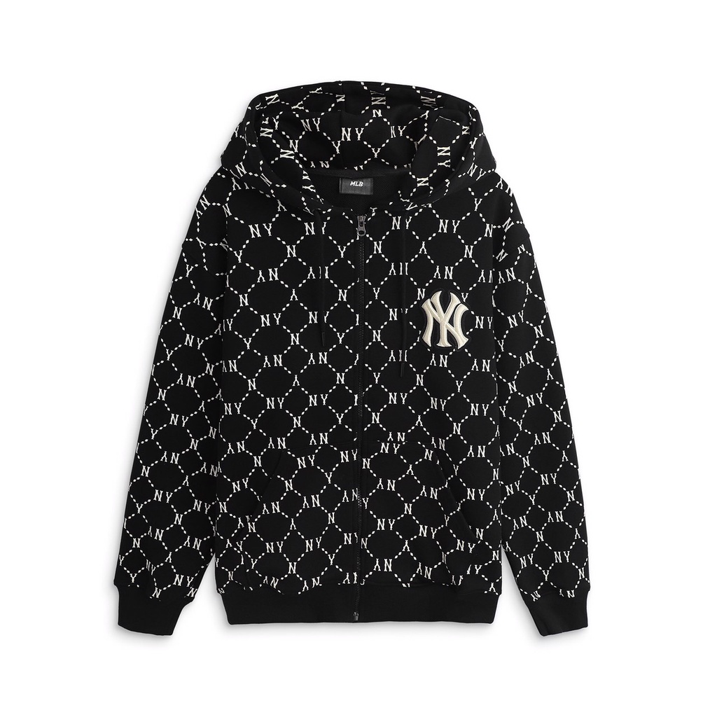 Áo khoác hoodie nỉ MLB NY, áo hoodie zip form rộng unisex nam nữ- JUSTINSHOP