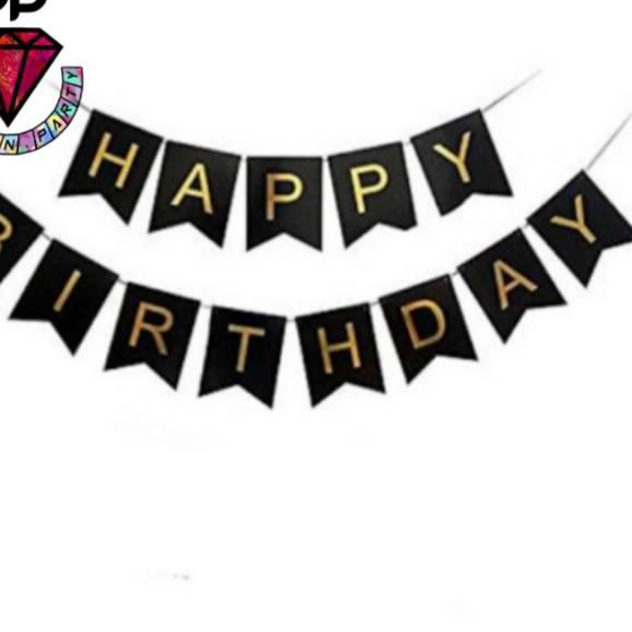 Dây cờ treo chữ Happy Birthday/HBD màu đen