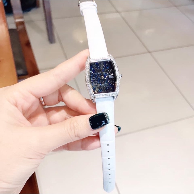 Đồng Hồ Davena Nữ Dây Da trắng 30mm Silver