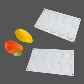 [Hàng Mới Về] Khuôn Làm Bánh Mousse Hình Quả Xoài 10 Ngăn Bằng Silicone
