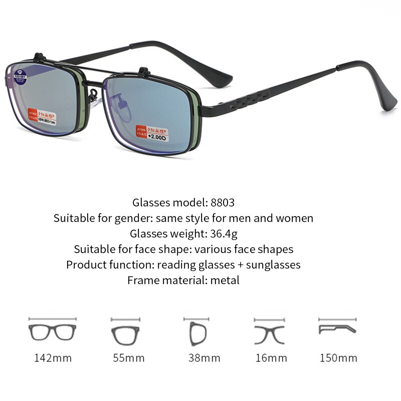 Kính Đọc Sách Chống Ánh Sáng Xanh Đa Năng Xoay 180 Độ° Lật Kính Mát Dạng Gập Xoay 100~400 PTQ