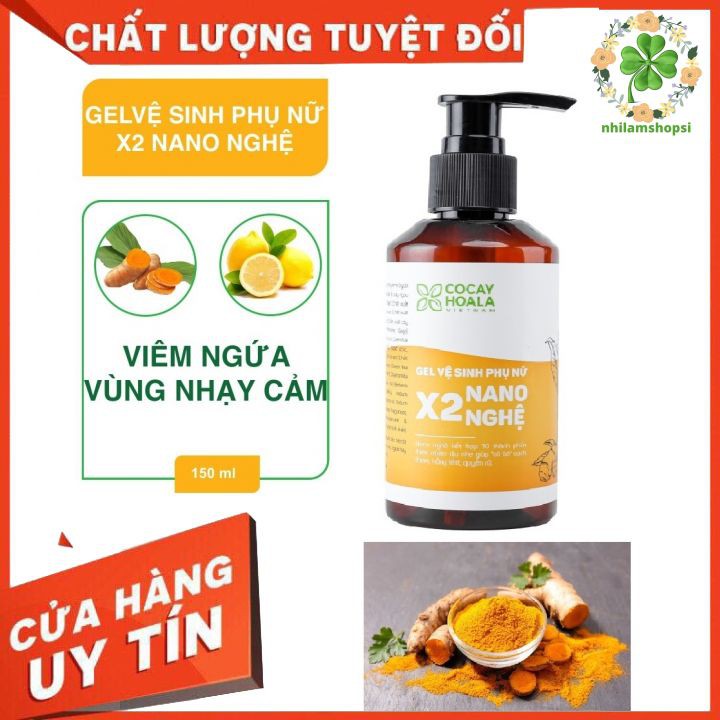 Dung dịch vệ sinh phụ nữ giảm viêm ngứa Gel X2 Nano Nghệ thành phần từ thiên nhiên và berberin