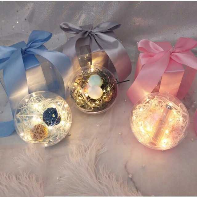 Set 10 hộp hình cầu  và túi xách tròn đựng hoa quả dầm, bánh trái,  thạch dừa, trang trí đựng son, nước hoa | BigBuy360 - bigbuy360.vn