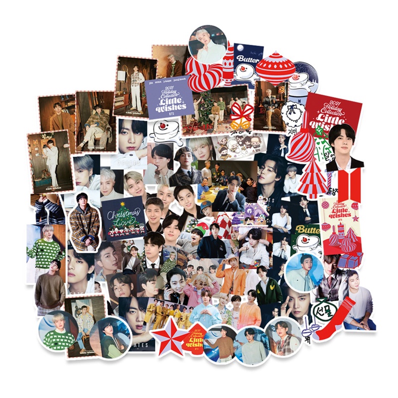 Bộ 96 Sticker Chống Thấm Nước Hình Kpop BTS 2021 Dán Ván Trượt Laptop