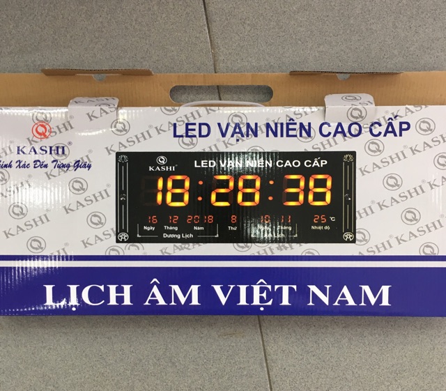 ( Chuẩn lịch âm ) Đồng hồ treo tường cắm điện led vạn niên Kashi Việt Nam chính hãng