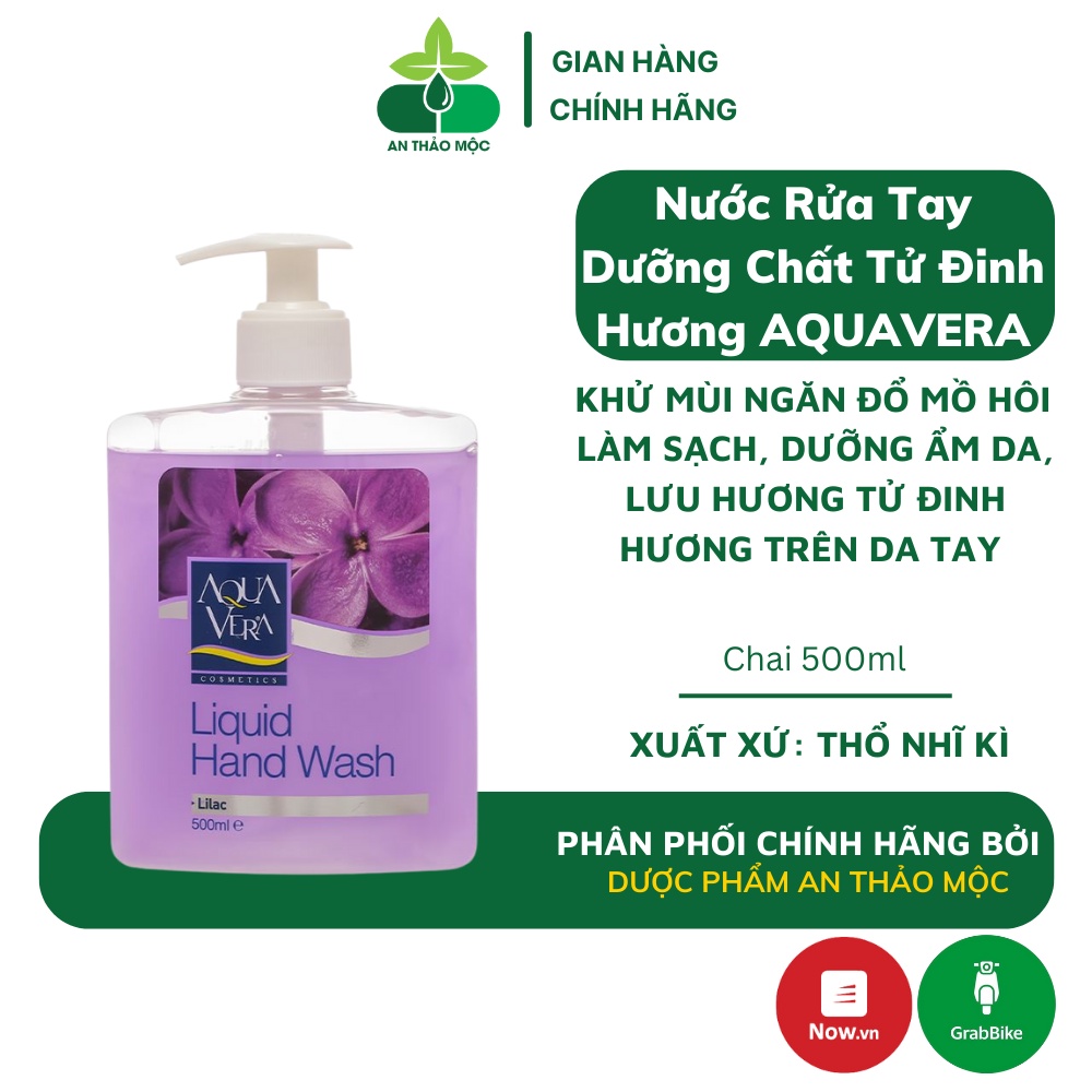 Nước rửa tay dưỡng chất tử đinh hương AQUAVERA sạch sâu dịu nhẹ lưu hương bền lâu 500ml