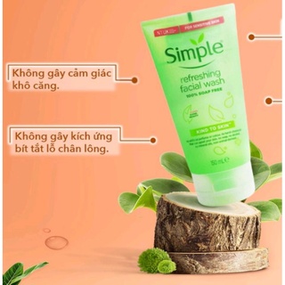 Sữa rửa mặt dạng gel simple kind to skin dùng được cho da nhạy cảm 150ml