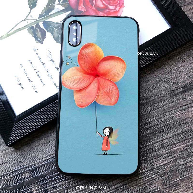 Ốp iphone tráng gương ốp mặt kính Hoa Đại Đỏ siêu cute đủ mã iphone cho Xs 11 Pro Max Xr I 7 I 8 Plus Se 2 6 6s K271