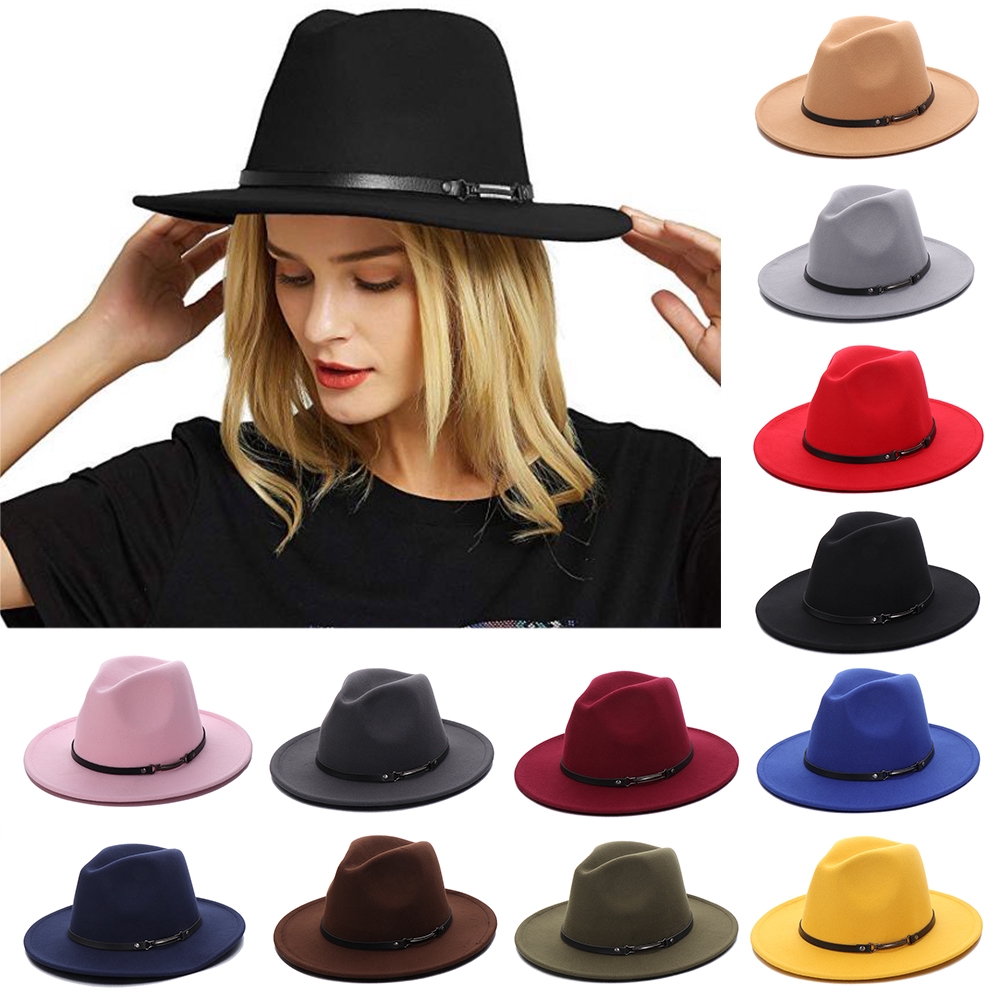 Mũ Fedora Rộng Vành Có Dây Thắt Lưng Phong Cách Vintage Cho Nam Và Nữ