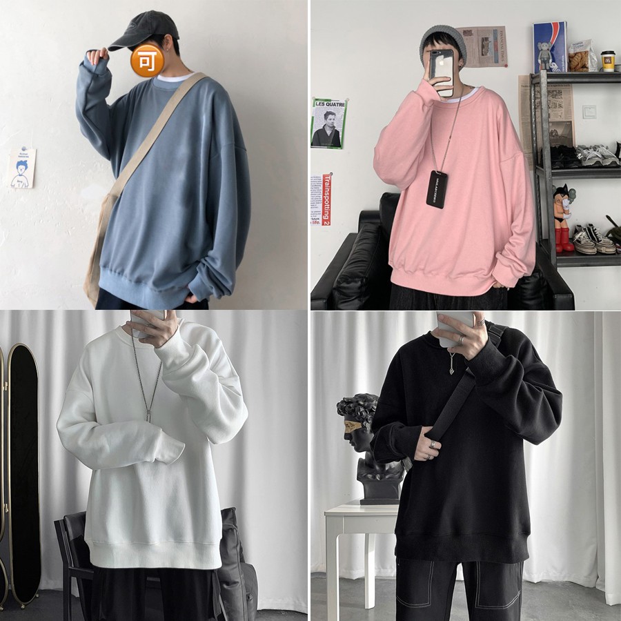 Áo Sweater Basic Nỉ Trơn Form rộng Unisex Chất Nỉ Đẹp Siêu Hot-A26