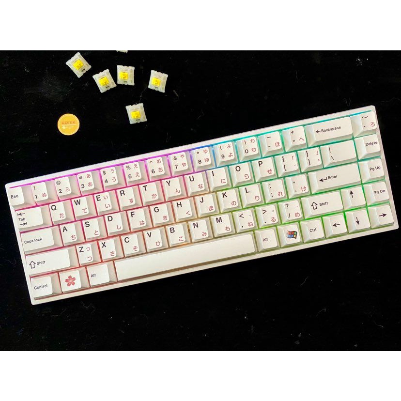 Bộ keycap CRP Black Pink clone / hoa anh đào keycap / song ngữ Nhật / cho bàn phím cơ