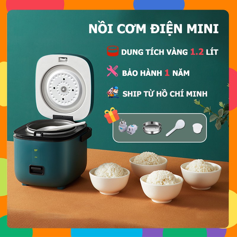 [bảo hành 1 năm]JIASHI 1.2L Nồi Cơm Điện Mini Đa Năng Thích hợp cho 1-2 người (Nấu Cháo, Hầm, Chưng, Hấp, Luộc)