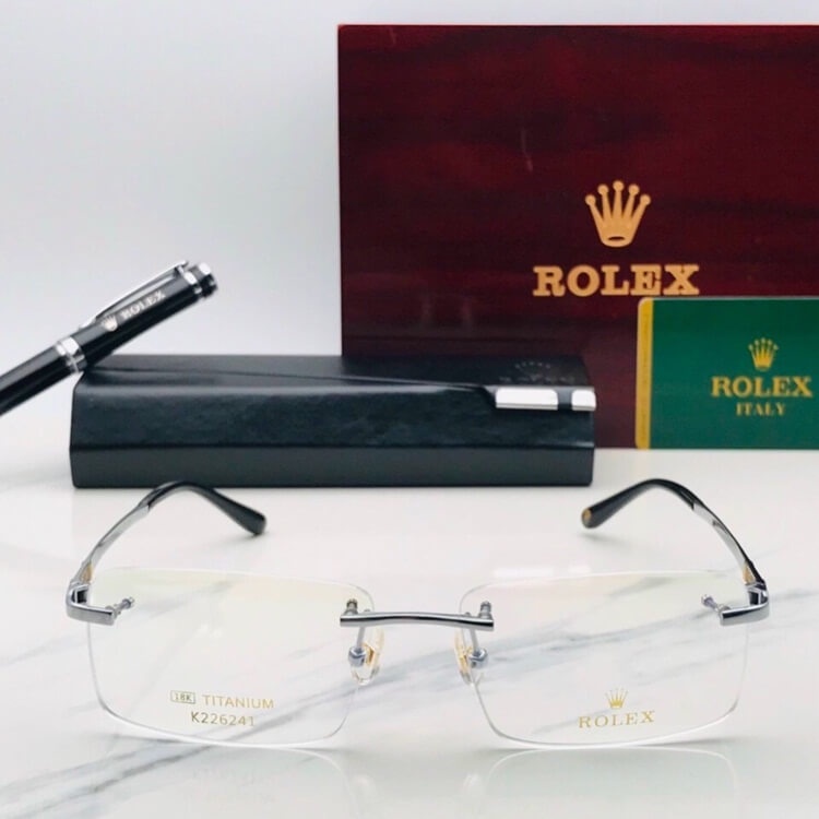 Kính không gọng, R.OLEX, Gọng kính nam, Titanium mạ vàng 18K,  - donghokinhmat168