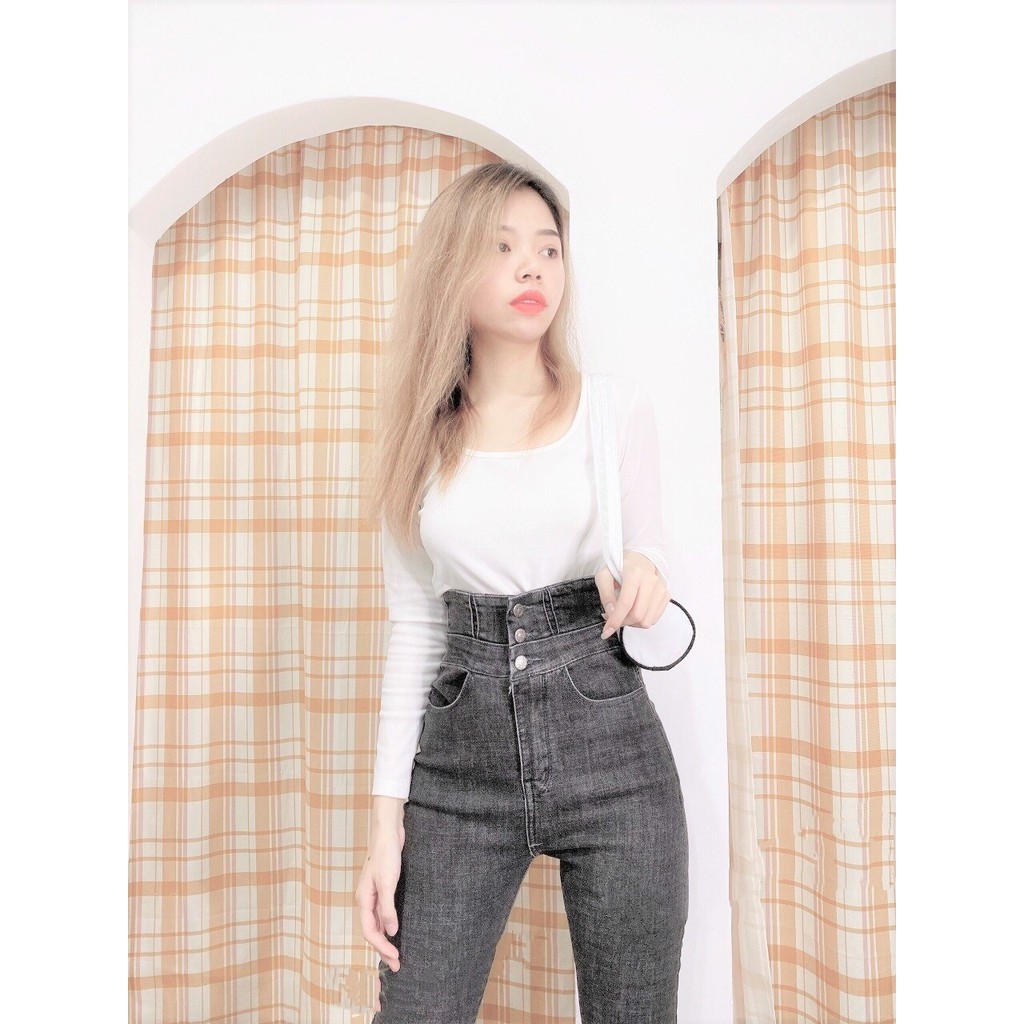 Quần jean nữ lưng cao BA CÚC SIÊU XỊN CÓ BIG SIZE 2021 XÁM - XANH chất jean giãn tốt Z1-19