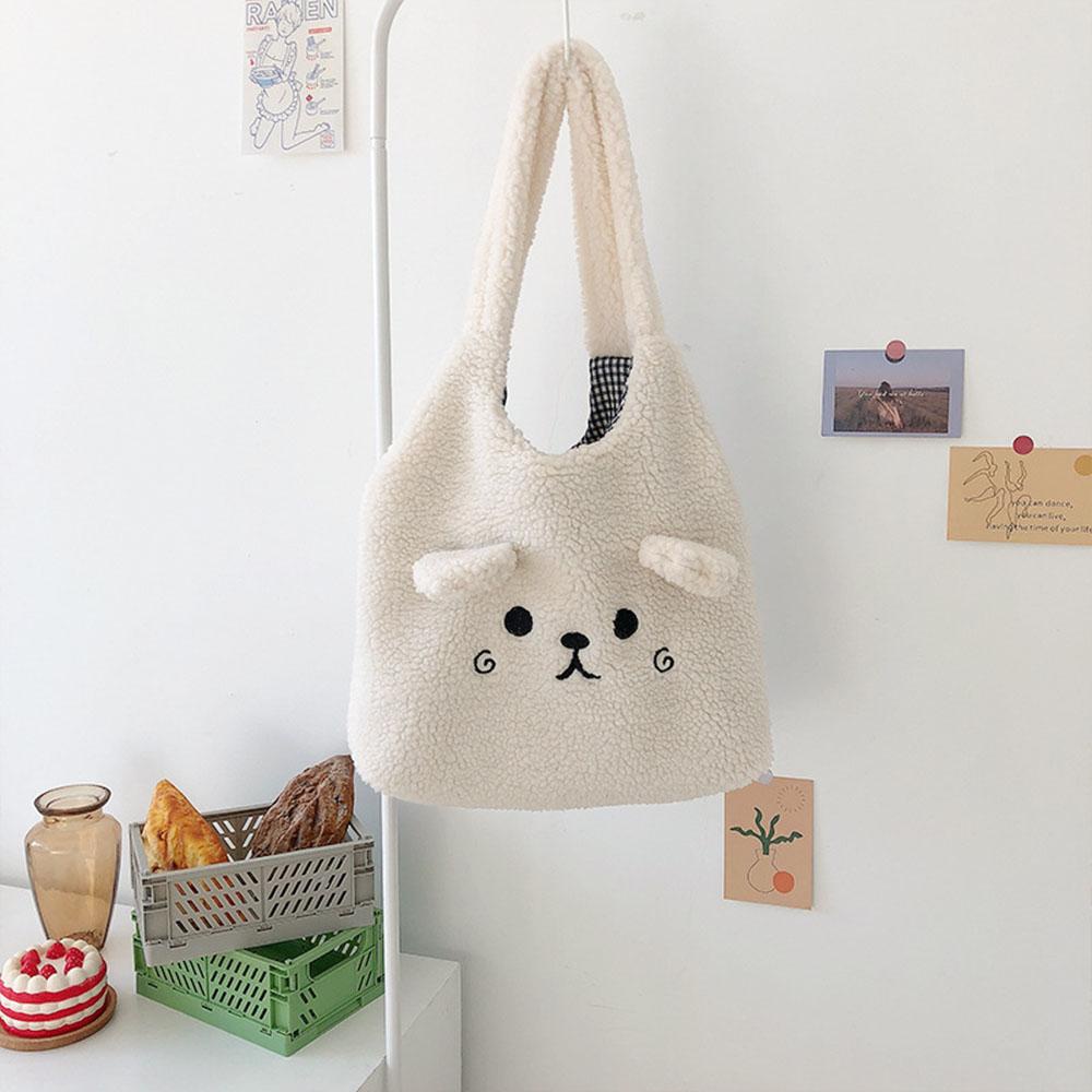Túi Tote Vải Bông Thêu Họa Tiết Hoạt Hình Dễ Thương Thời Trang Mùa Đông Cho Nữ