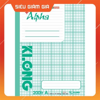 Vở kẻ ngang Klong Alpha - 200 trang; MS 880 - sỉ ib