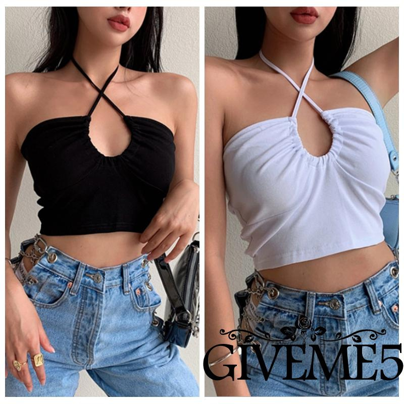 Áo Croptop Sát Nách Màu Sắc Đơn Giản Quyến Rũ Cho Nữ