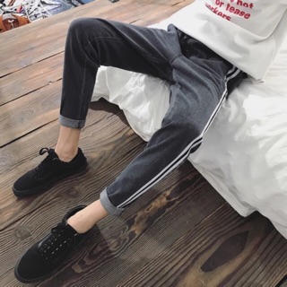 [MIỄN SHIP]K01/Đen [ có VIDEO ] Quần JEAN kẻ vạch sườn . Size 27-34