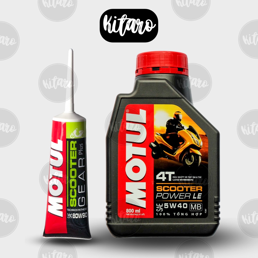 Combo nhớt xe tay ga  Dầu Motul scooter power le 5w40 800ml + nhớt hộp số