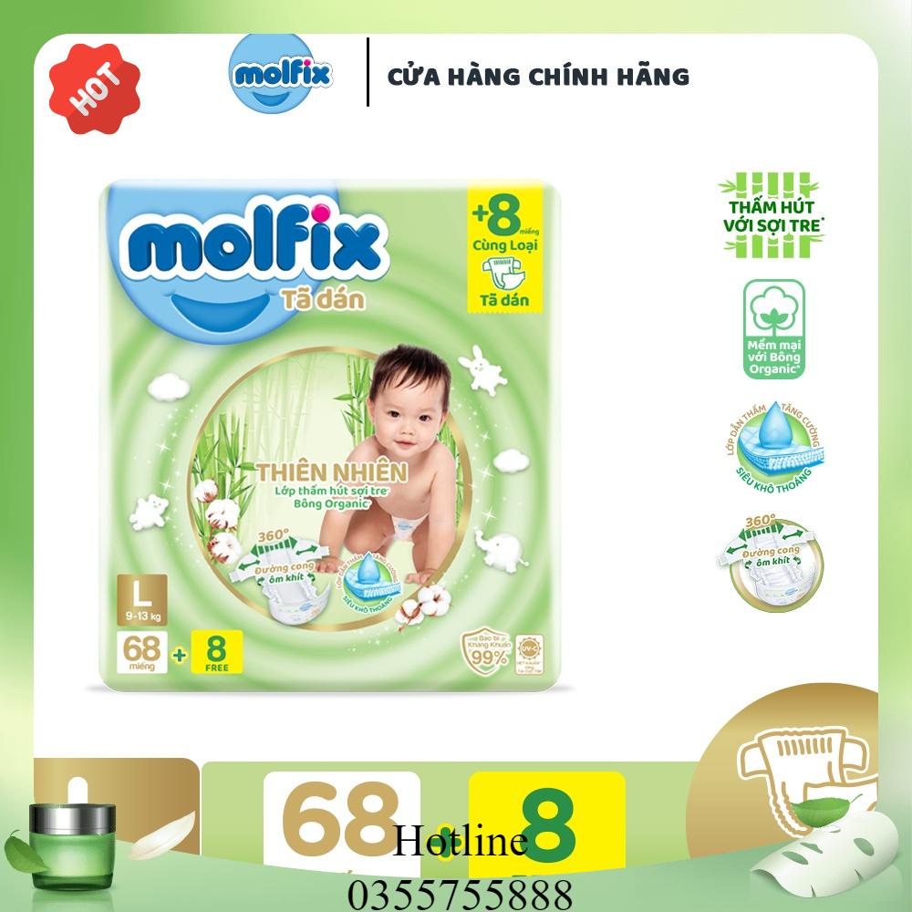 Tã Bỉm Quần Molfix Bông Organic tự nhiên đủ size M76+8 / L68+8 / XL62+8 / XXL56+8 / XXXL24+6 Cho Bé