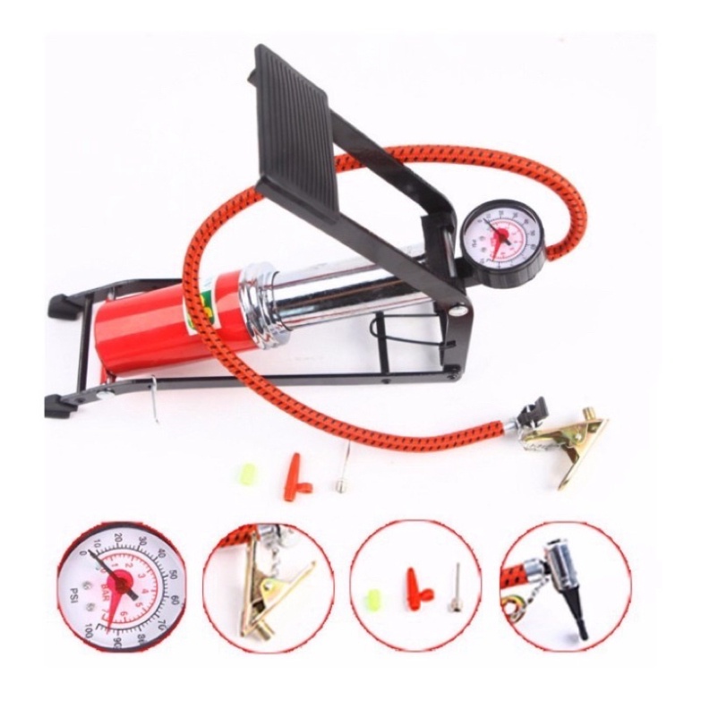 Bơm đạp chân mini đa năng cho ôtô, xe máp, xe đạp