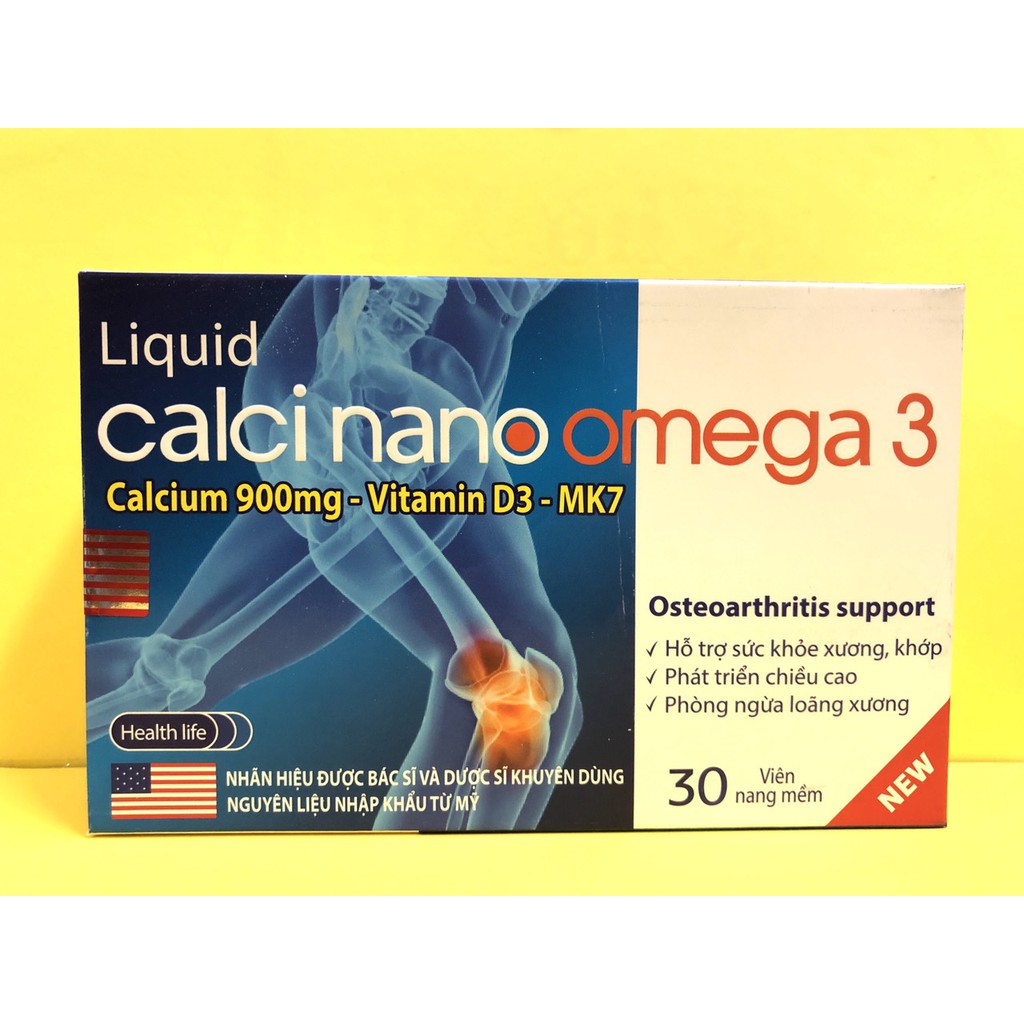 Viên uống Liquid Calci nano omega 3 phòng ngừa loãng xương, phát triền chiều cao