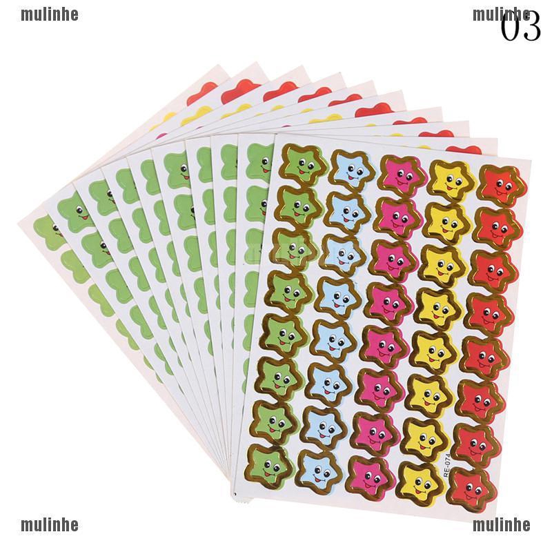 Mul❤ Set 10 Tấm Hình Dán Ngôi Sao Biểu Tượng Cảm Xúc Dùng Làm Phần Thưởng Cho Trẻ Em