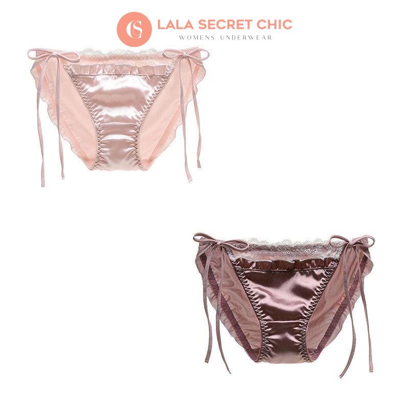 Quần lót nữ LALACHIC hoạt tiết phối ren dây hông điều chỉnh được