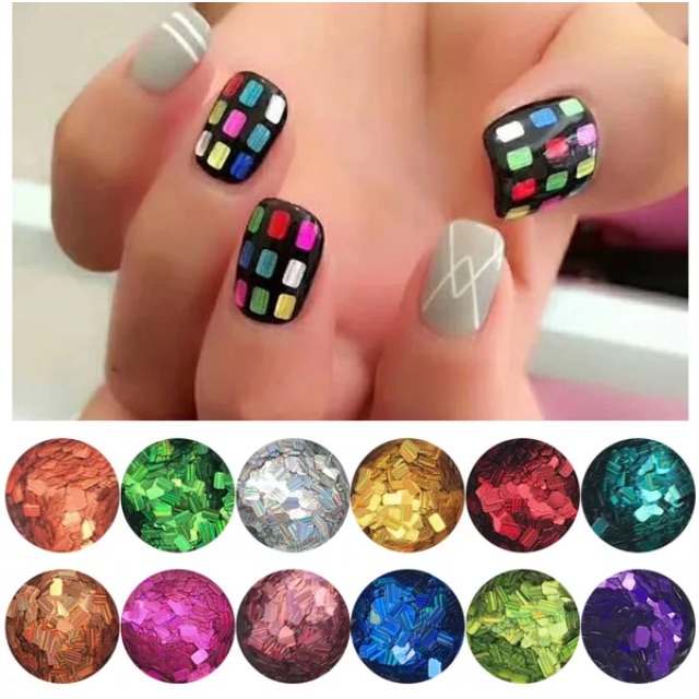 Set 12 hũ nhũ lá hình chữ nhật đa sắc