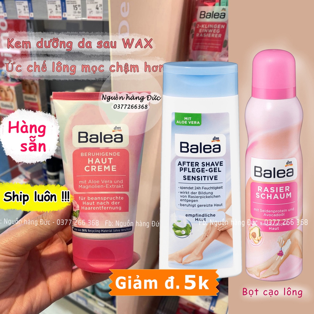 Kem dưỡng da sau cạo wax lông Balea Đức, ức chế lông mọc chậm sau tẩy - nguồn hàng Đức