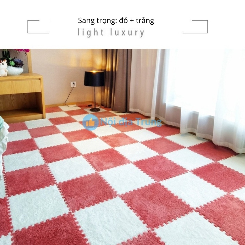 Thảm trải sàn mặt nhung xốp chống trượt cao cấp 30*30