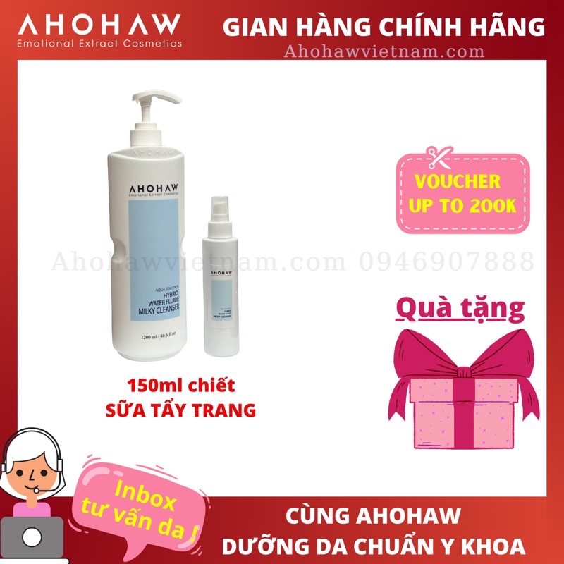 Sữa tẩy trang AHOHAW 3 in 1 HYBRID WATER MILKY CLEANSER