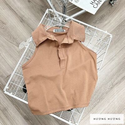 Áo cổ đức sát nách dáng croptop