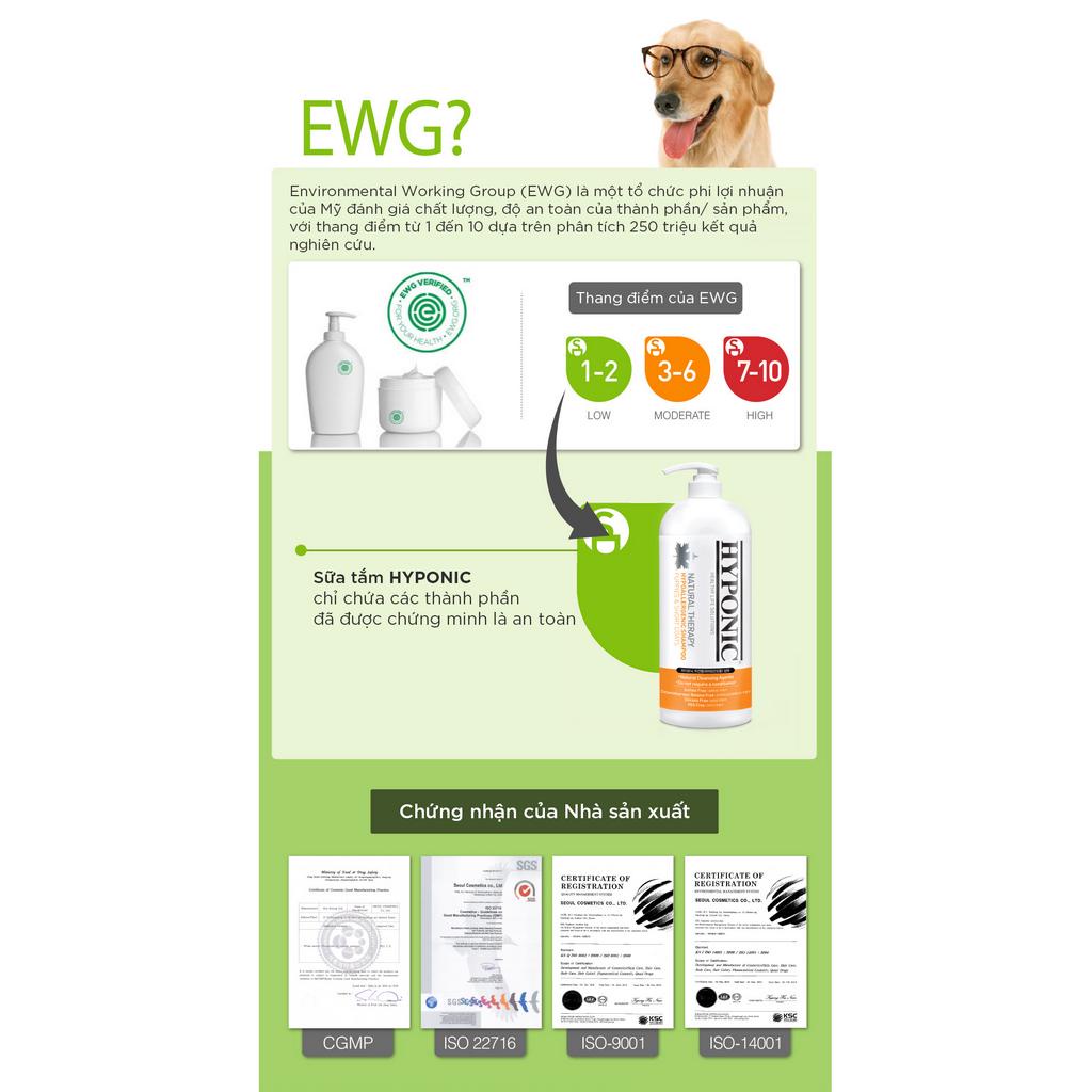 Sữa tắm cho chó cao cấp HYPONIC Hypoallergenic, dành cho chó con & chó lông ngắn