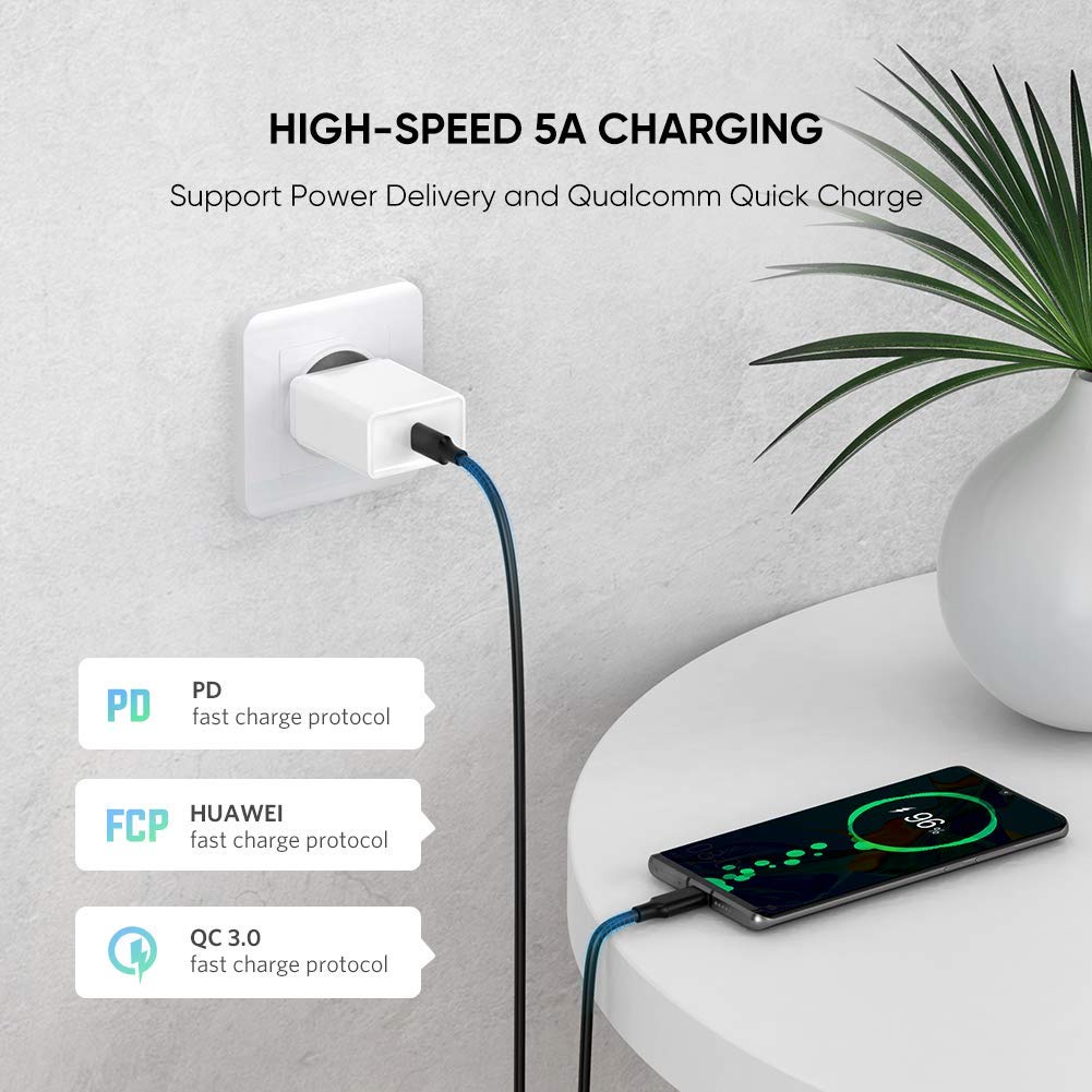 Cáp sạc nhanh USB Type C 100W Ugreen 70427 70428 70429 90120 Chính Hãng US316