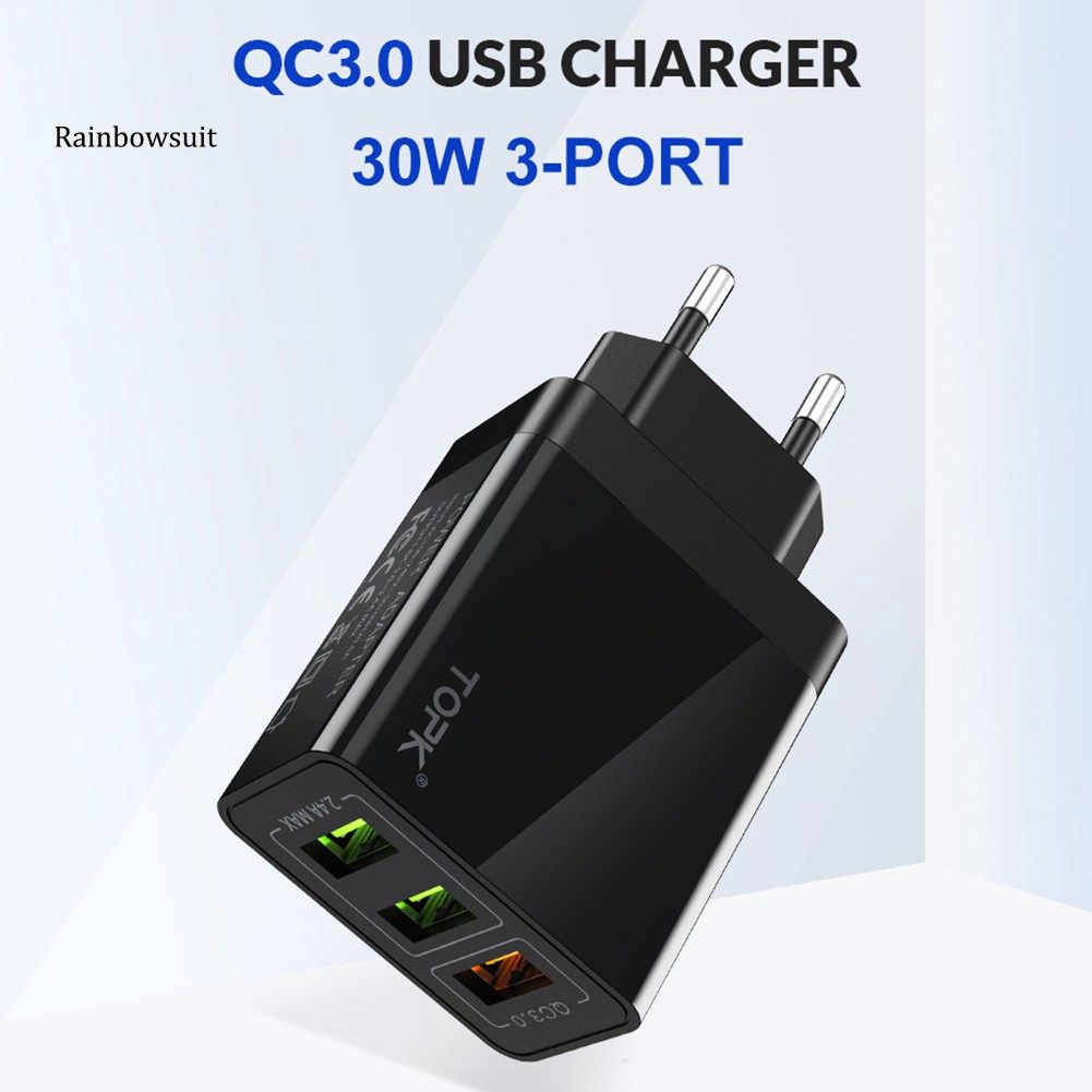 Cốc Sạc Nhanh 3 Cổng Usb 30w Qc3.0 Chất Lượng Cao