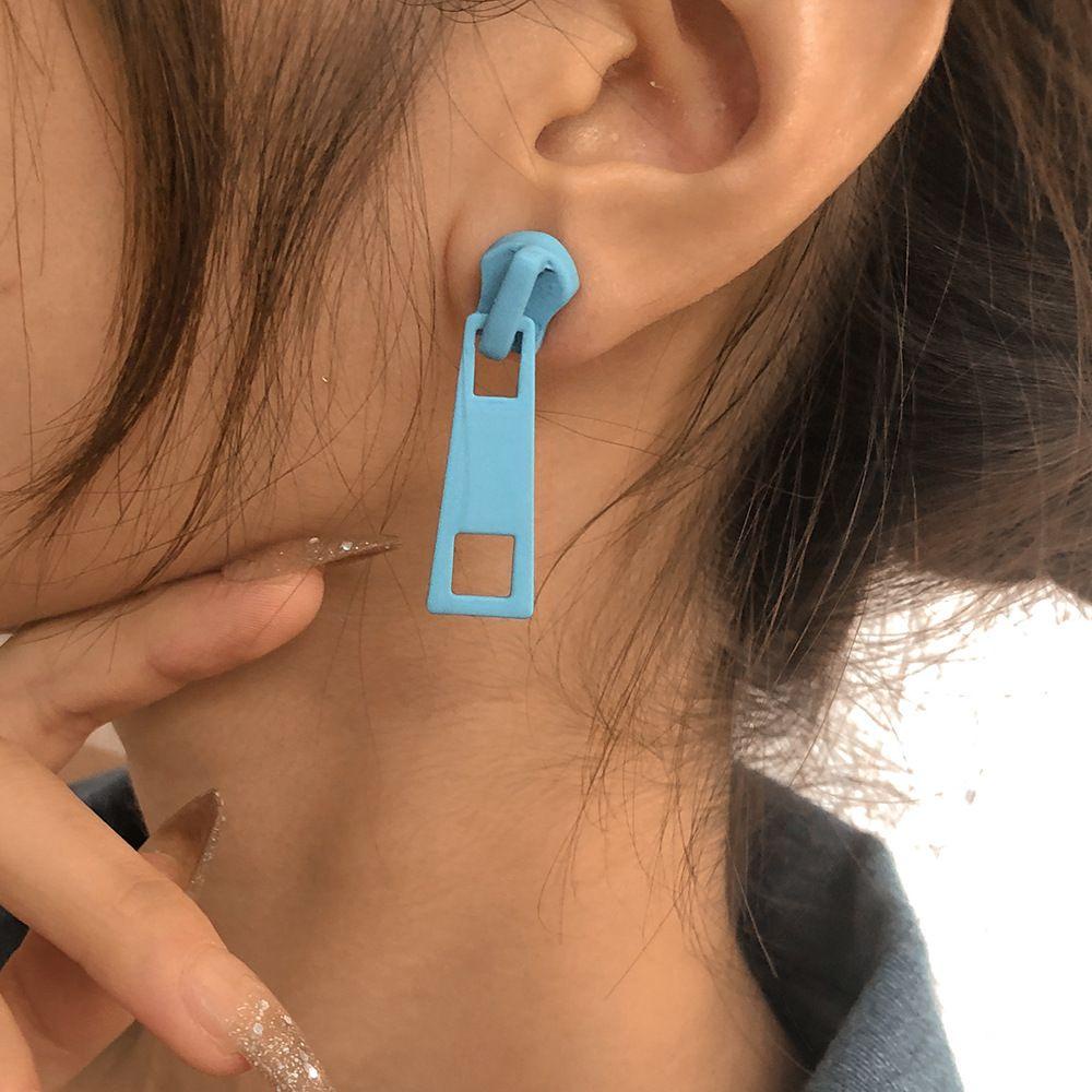 ME Bông Tai Dạng Dây Kéo Màu Sắc Ngọt Ngào