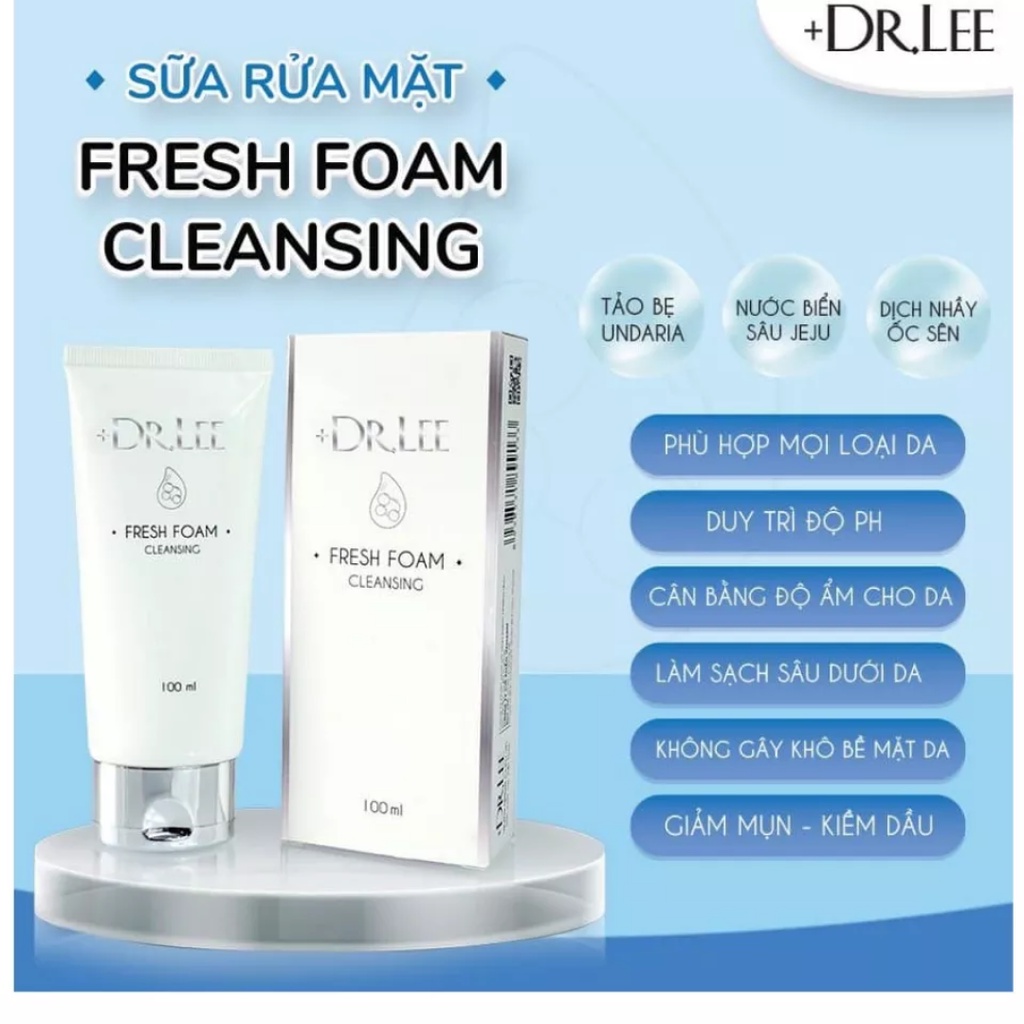Sữa rửa mặt +DR.LEE Fresh Foam Cleansing giúp làm sạch sâu và dưỡng ẩm cho da tuýp 100ml