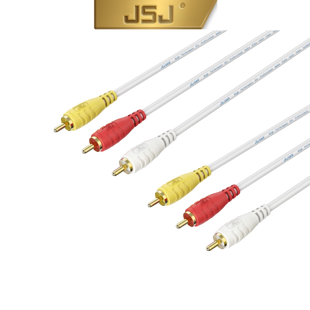 Dây tín hiệu âm thanh 6 đầu bông sen JSJ 6431 dài 1.8m đến 15m dây đúc liền mạch và co giãn tốt đầu cắm mạ vàng