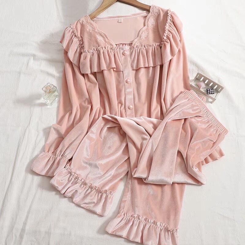 BỘ NGỦ PIZAMA NHUNG ĐIỆU ĐÀ ULZZANG | BigBuy360 - bigbuy360.vn