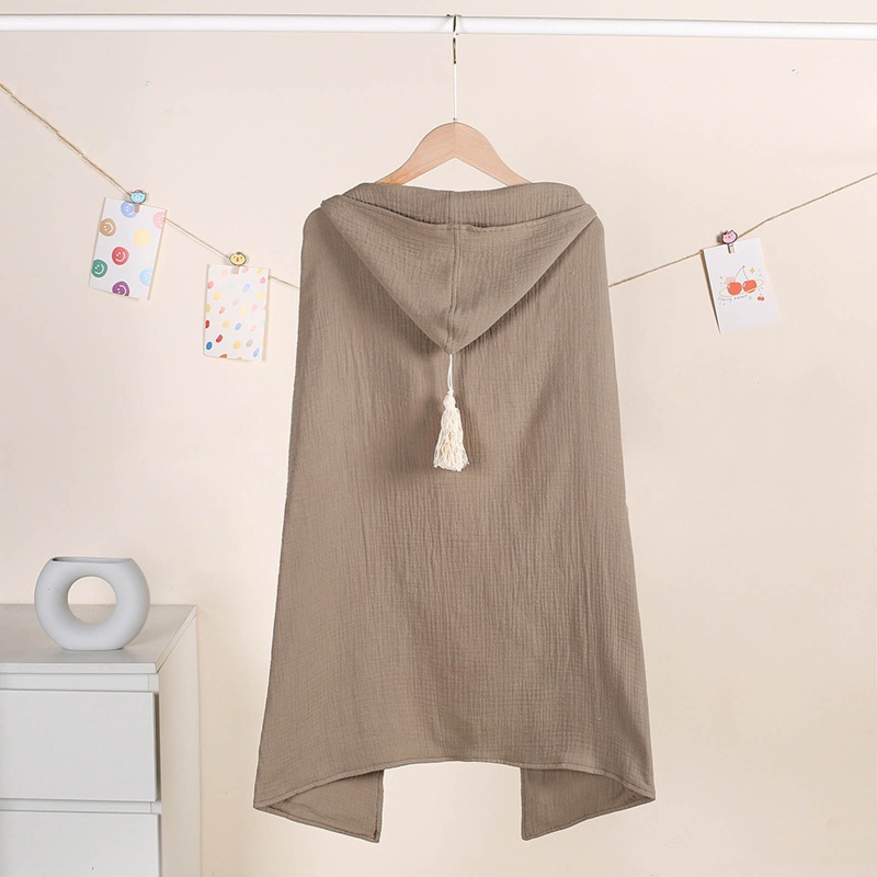 Khăn Tắm Cotton Muslin 4 Lớp Có Mũ Trùm Cho Bé