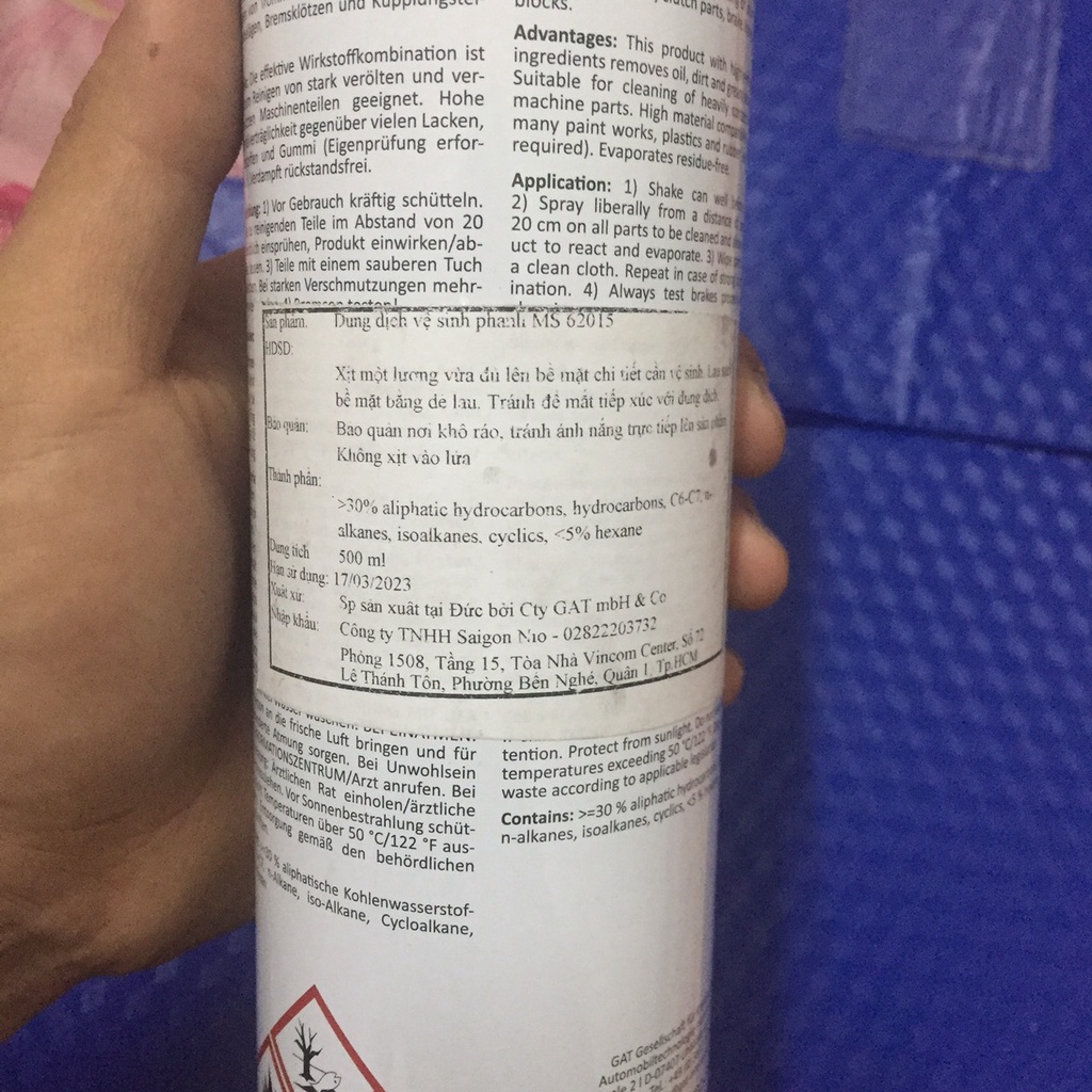 Vệ Sinh Phanh Bố Thắng Vệ Sinh Vết Bẩn Nhớt GAT 500ml